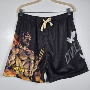 Civil Regime x Marvel Wolverine TILL THE END Jersey Mesh Shorts Mens Size Medium